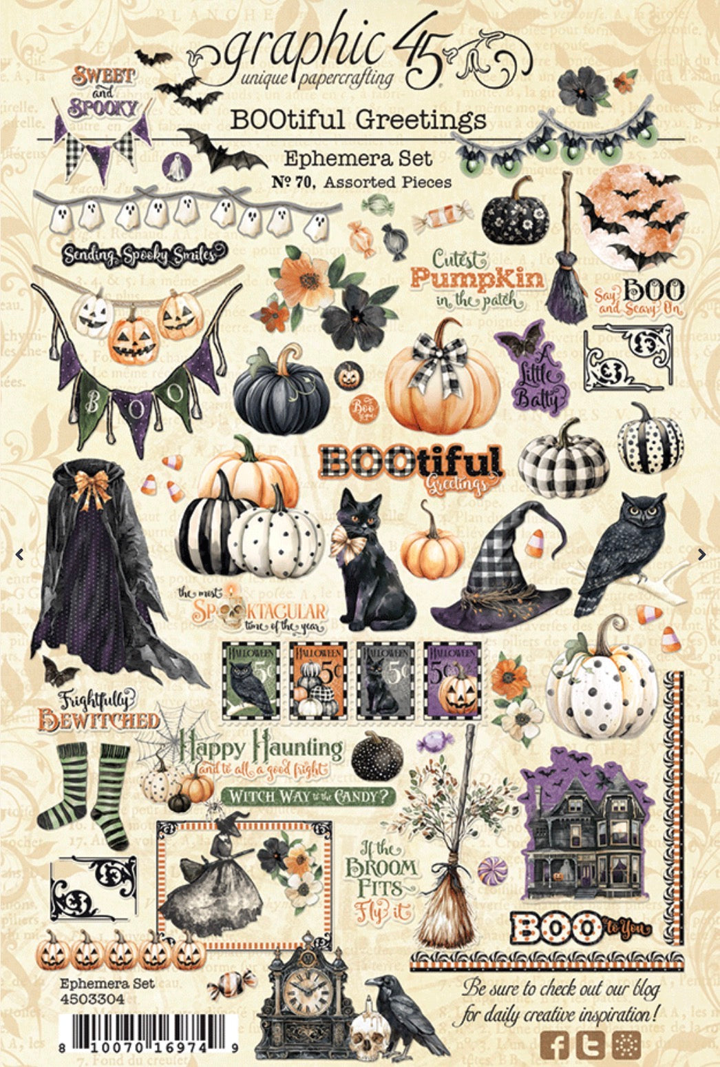 Graphic 45 BOOtiful Greetings Ephemera Set