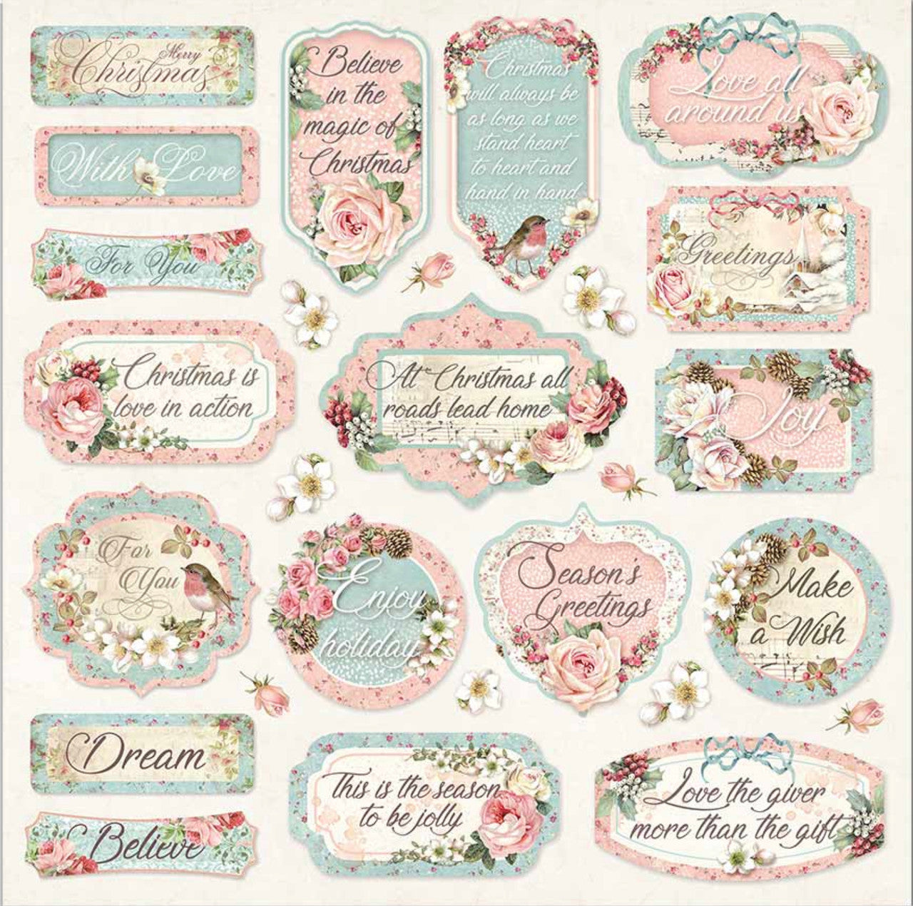 Paquete de papel navideño rosa Stamperia 12" x 12"