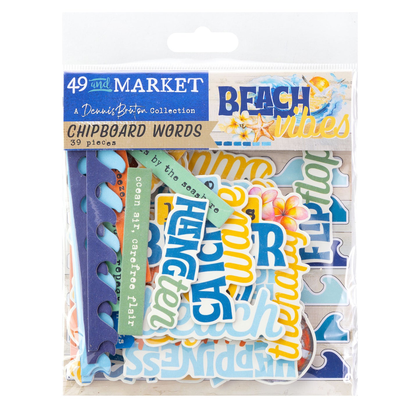 49 & Market Beach Vibes Chipboard Words Set