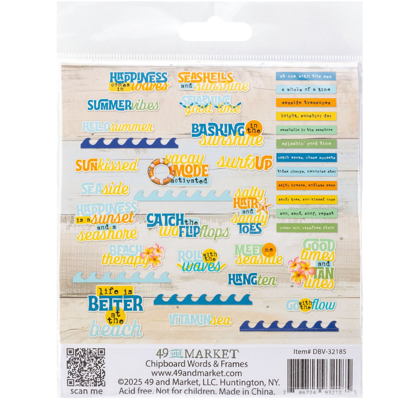 49 & Market Beach Vibes Chipboard Words Set