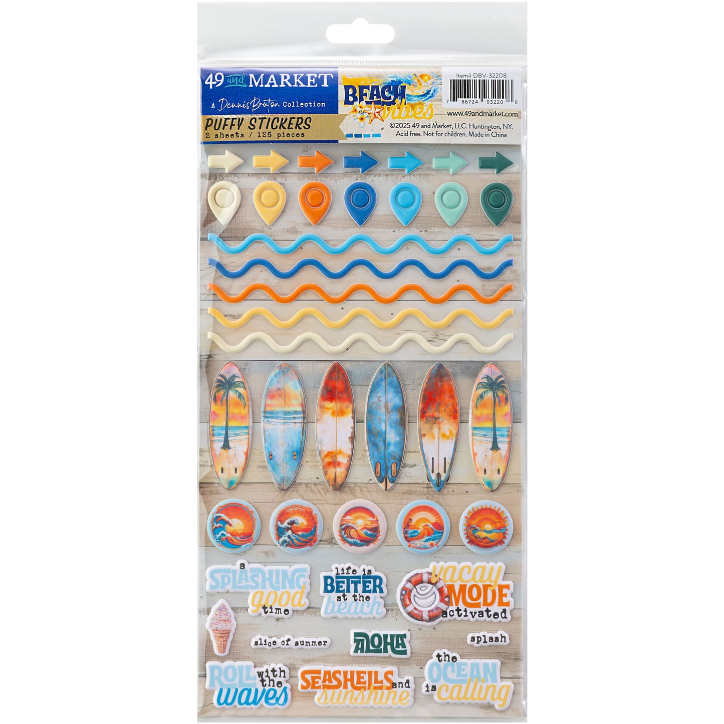 49 & Market Beach Vibes Puffy Stickers