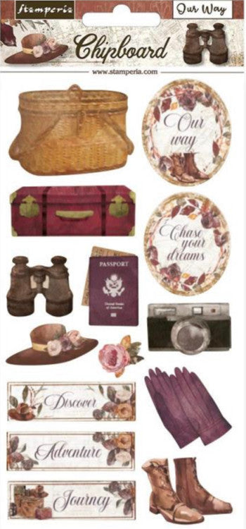 Colección Romántica Stamperia - Our Way Chipboard