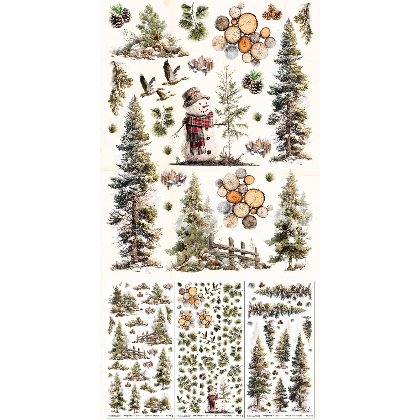 49 & Market Timber & Tweed Blendable 6 x 12 Rub-On Transfer Set