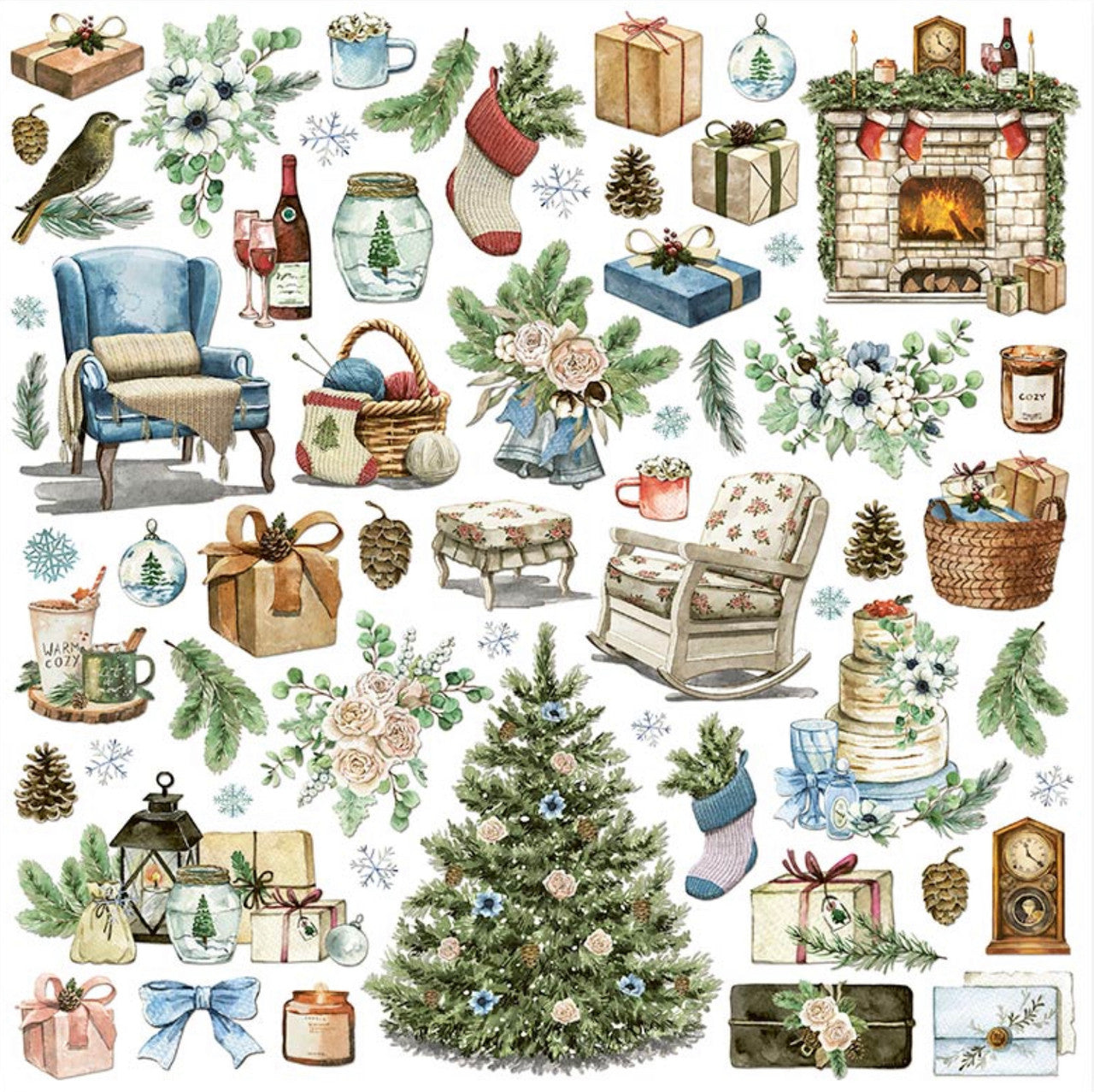 Colección Romántica Stamperia - Colección de papel Acogedor Invierno de 12" x 12"