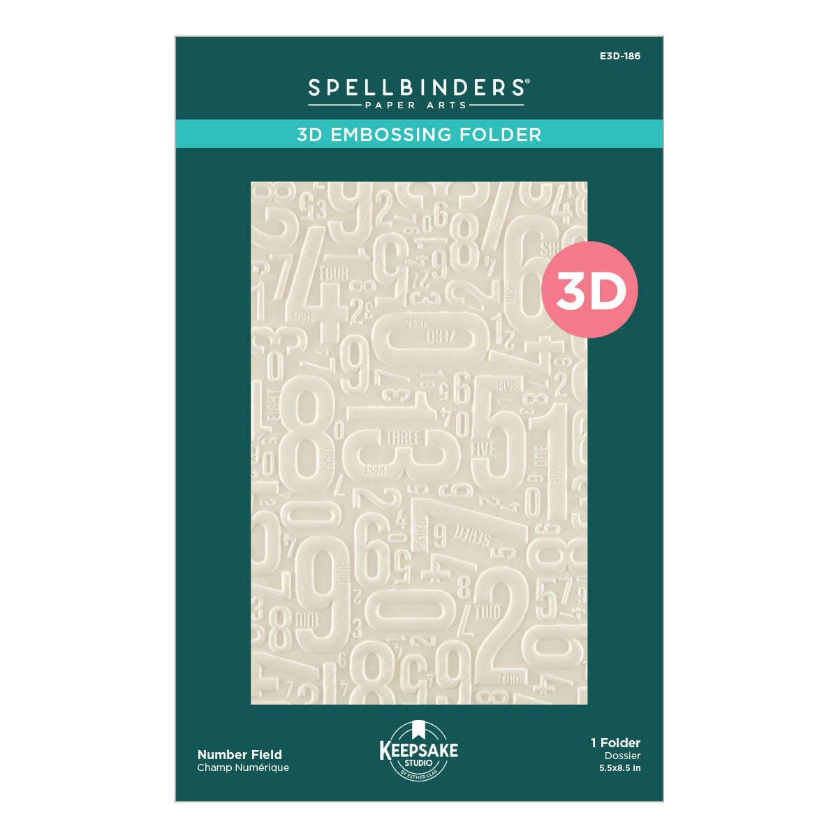 Keepsake Studio Number Field Embossing Folder by Esther Glas