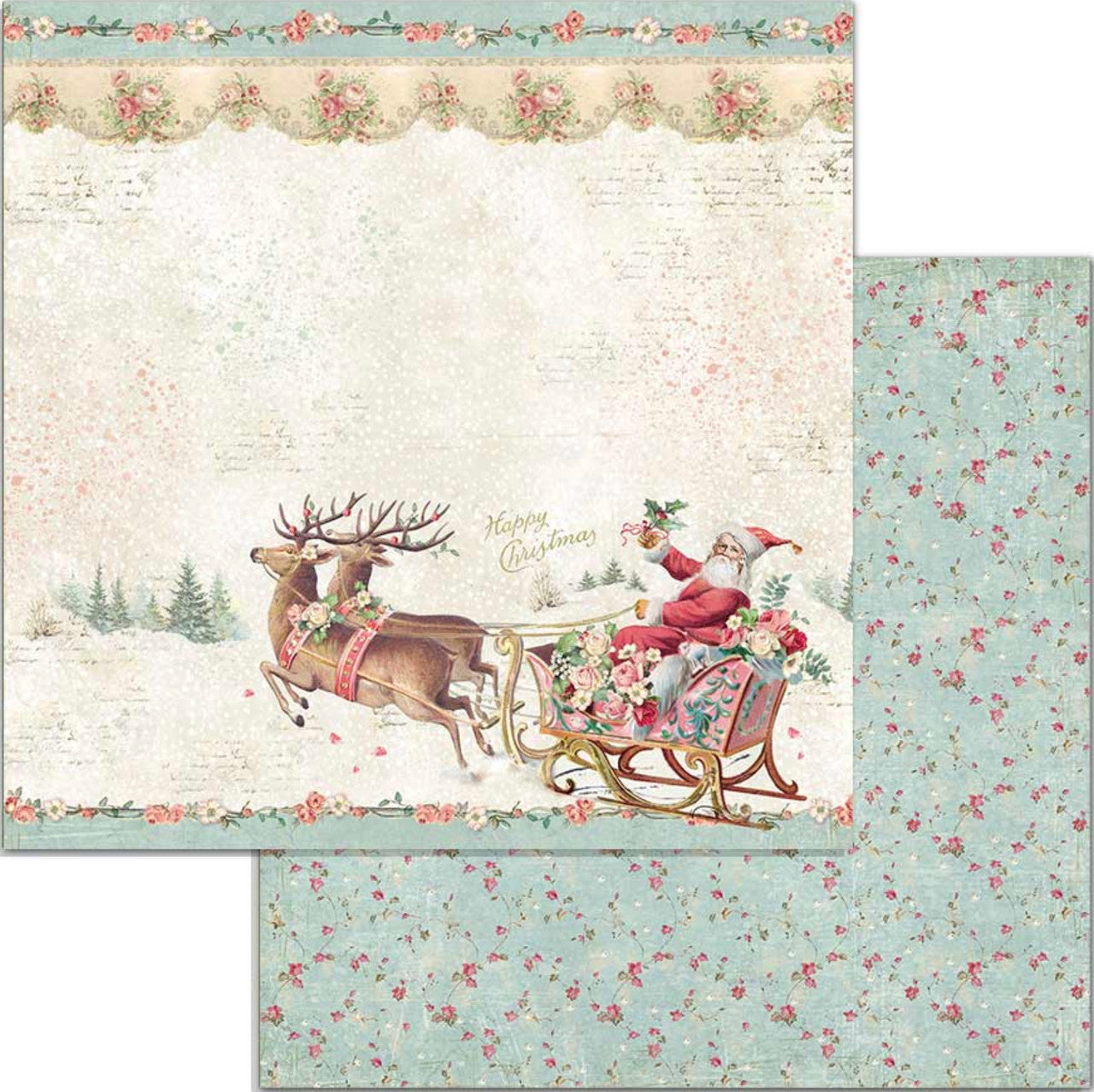 Stamperia Paquete de papel de doble cara navideño rosa, 6" x 6"