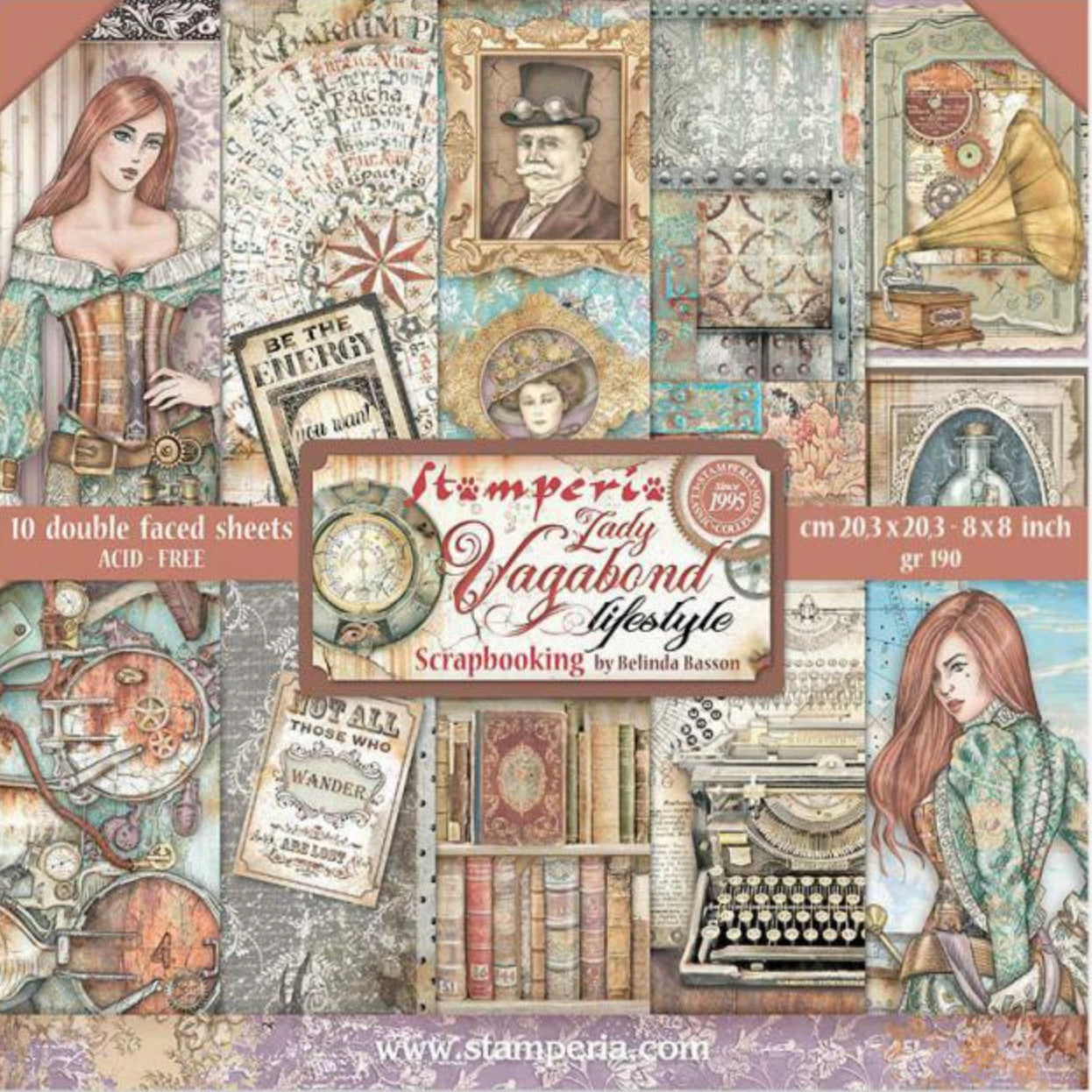 Stamperia (8"x8") dubbelzijdig papierpakket - Lady Vagabond Lifestyle