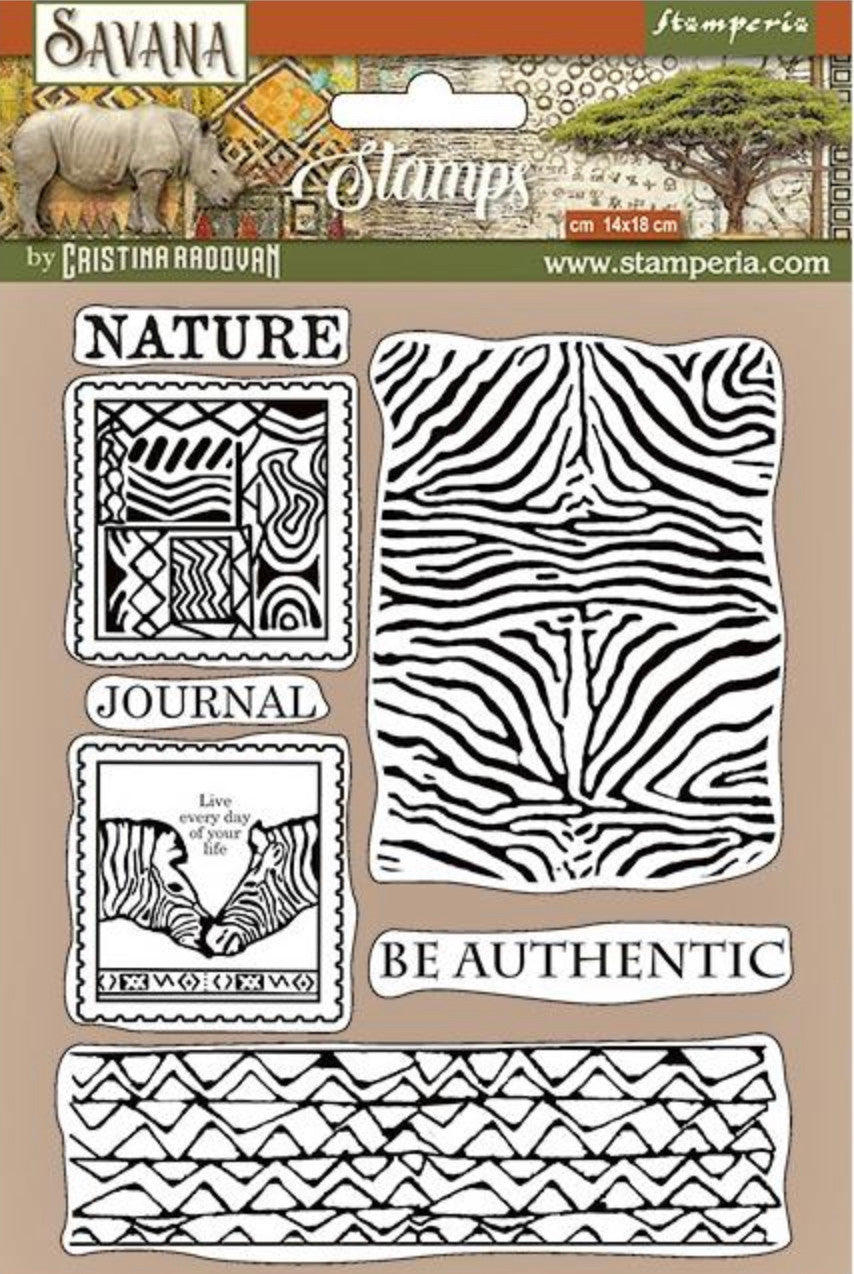 Sello de caucho natural Stamperia HD - Textura Savana Zebra