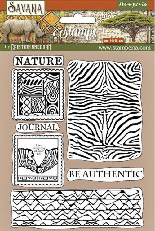 Sello de caucho natural Stamperia HD - Textura Savana Zebra