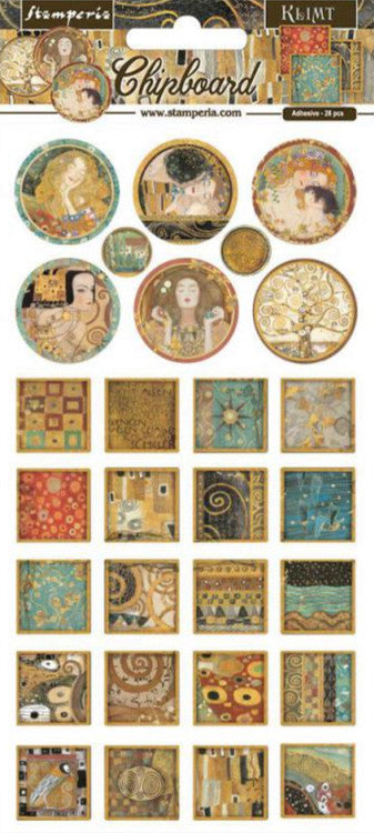 Stamperia spaanplaat - Klimt vierkanten en ronden
