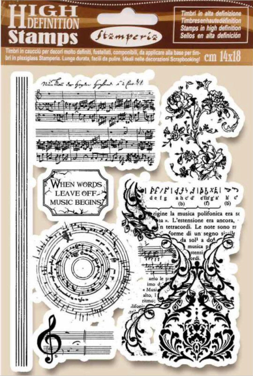 Stamperia HD Natural Rubber Stamp Music Beginning