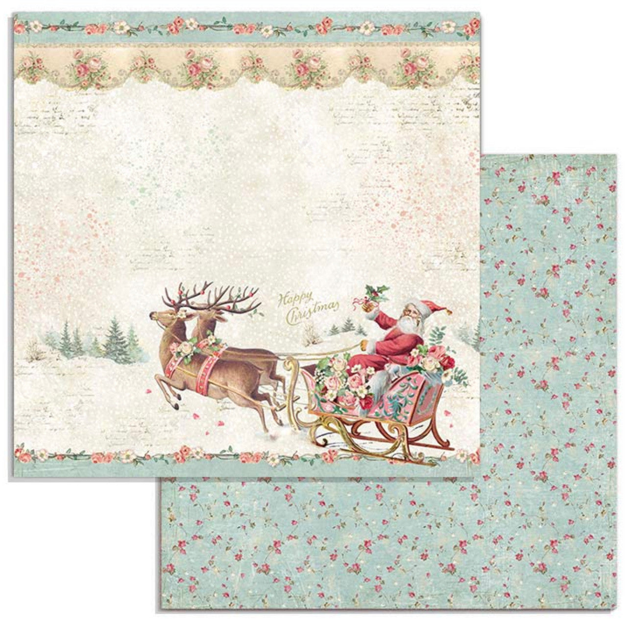 Paquete de papel navideño rosa Stamperia 8" x 8"