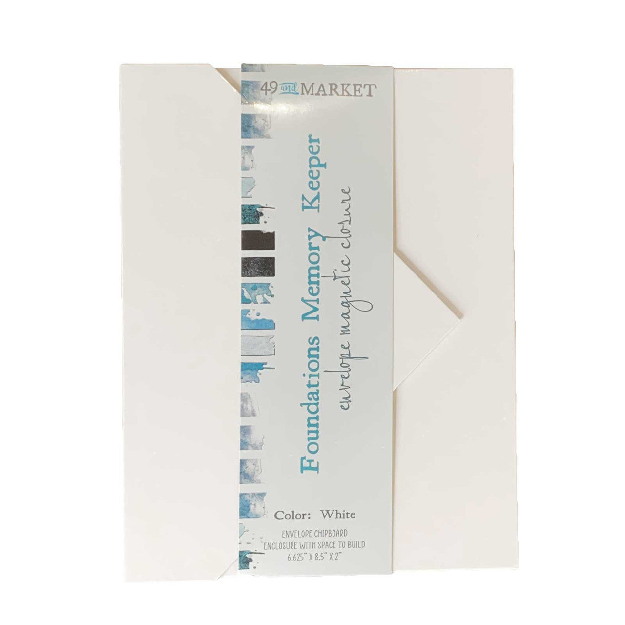 49 en Market Foundations Memory Keeper - Album met witte envelop en magnetische sluiting