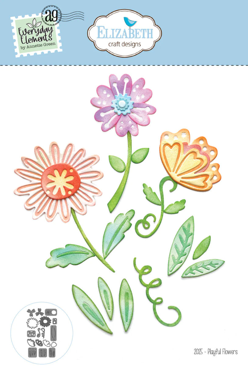 Elizabeth Craft Designs Juego de troqueles de flores divertidas Everyday Elements