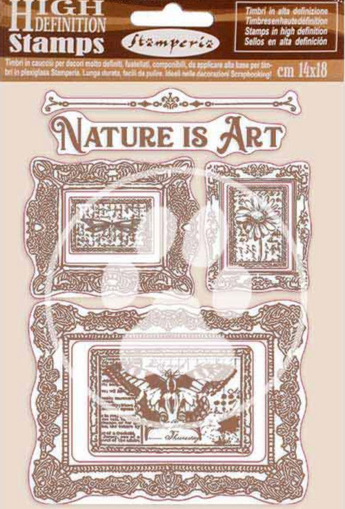 Set de sellos de caucho natural Stamperia HD - Nature is Art Frames