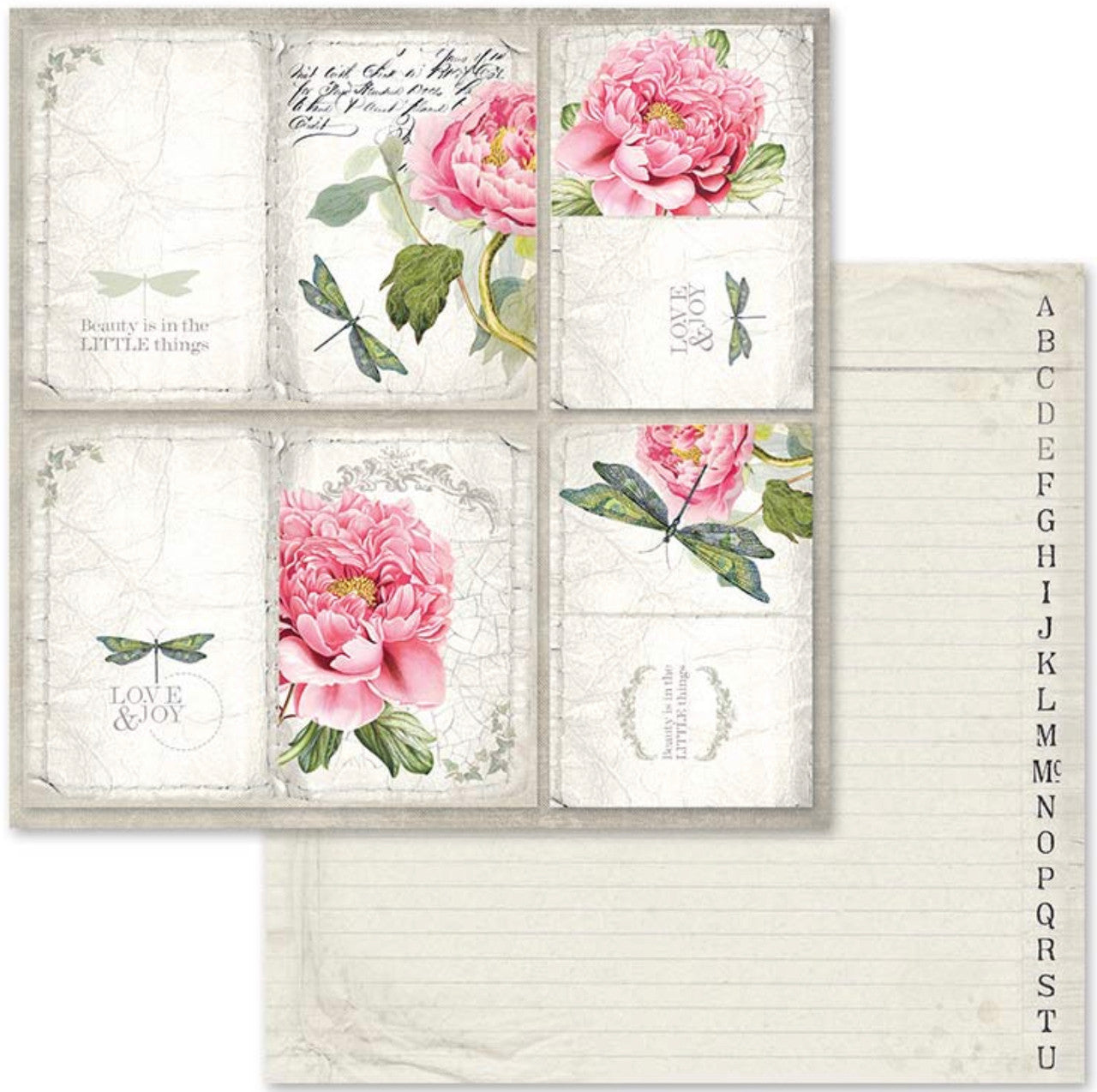 Paquete de papel Stamperia Letras y Flores 12" x 12"