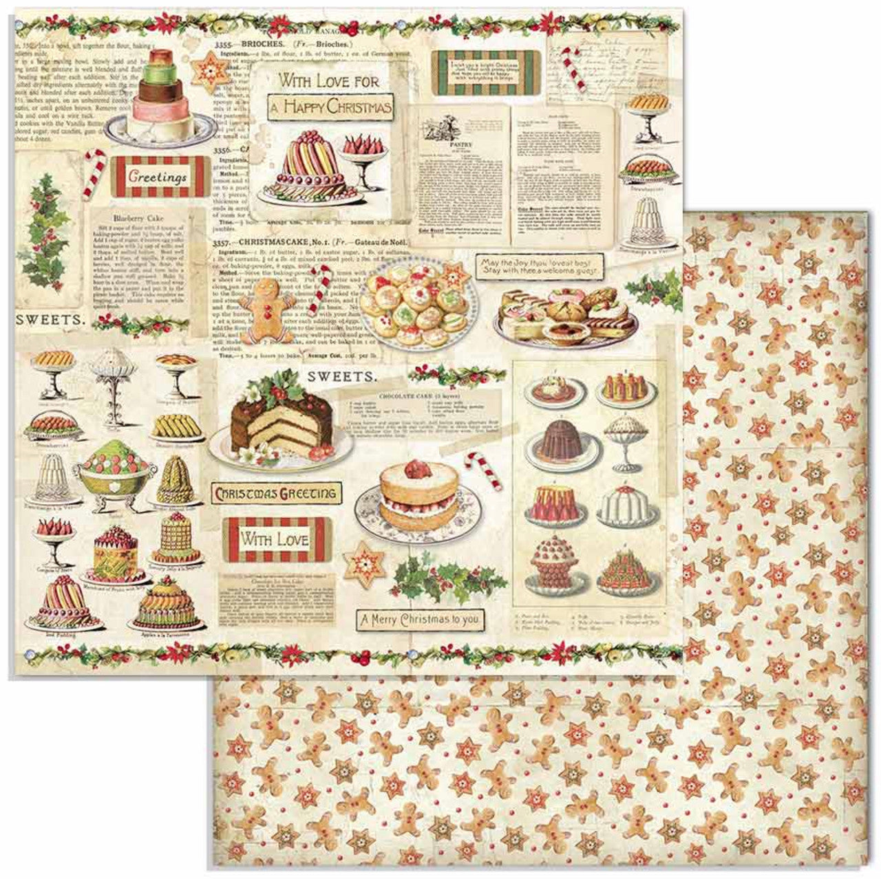 Stamperia Klassiek Kerstpapierpakket van 30 x 30 cm