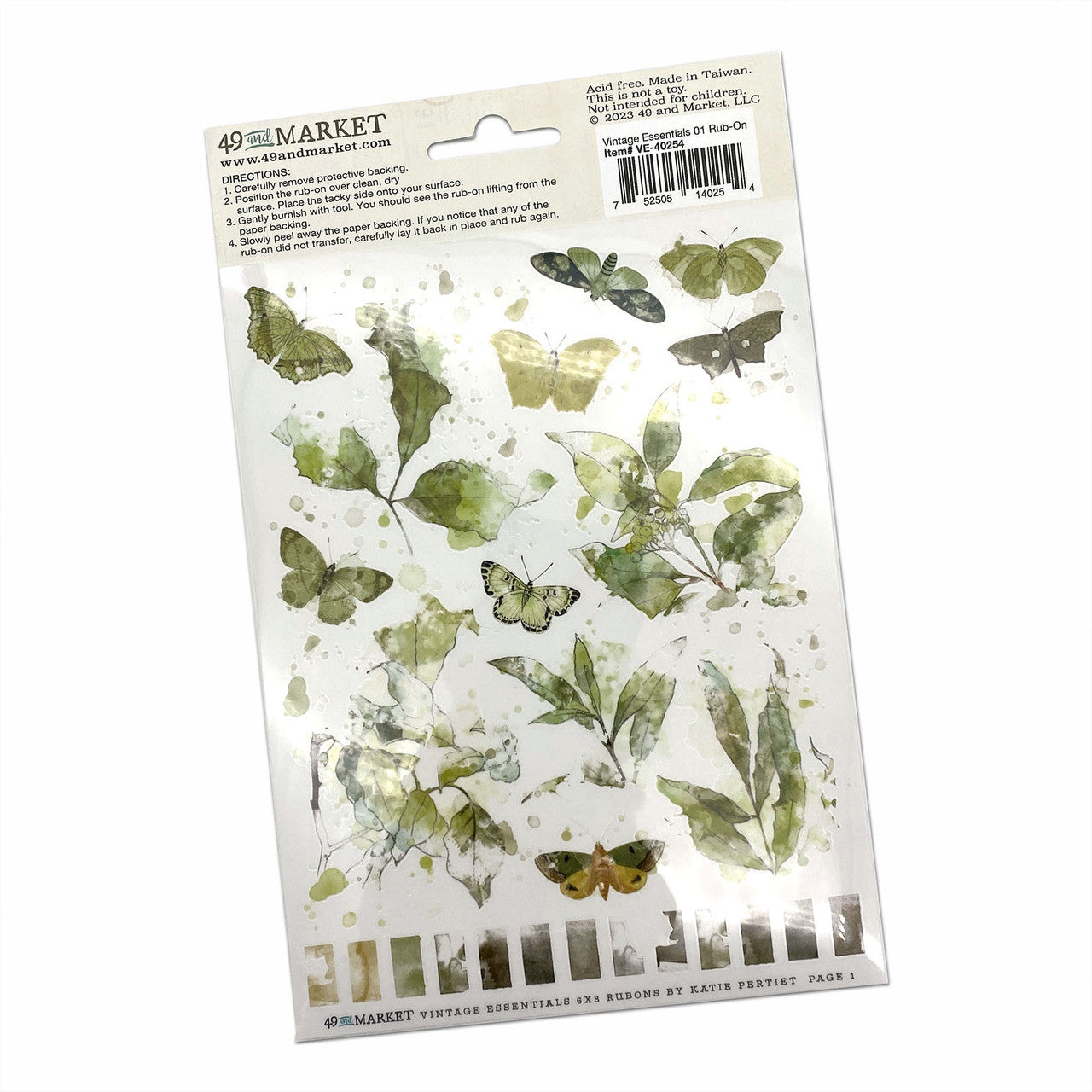 49 and Market Vintage Bits Essentials 01 Rub-on Transfers