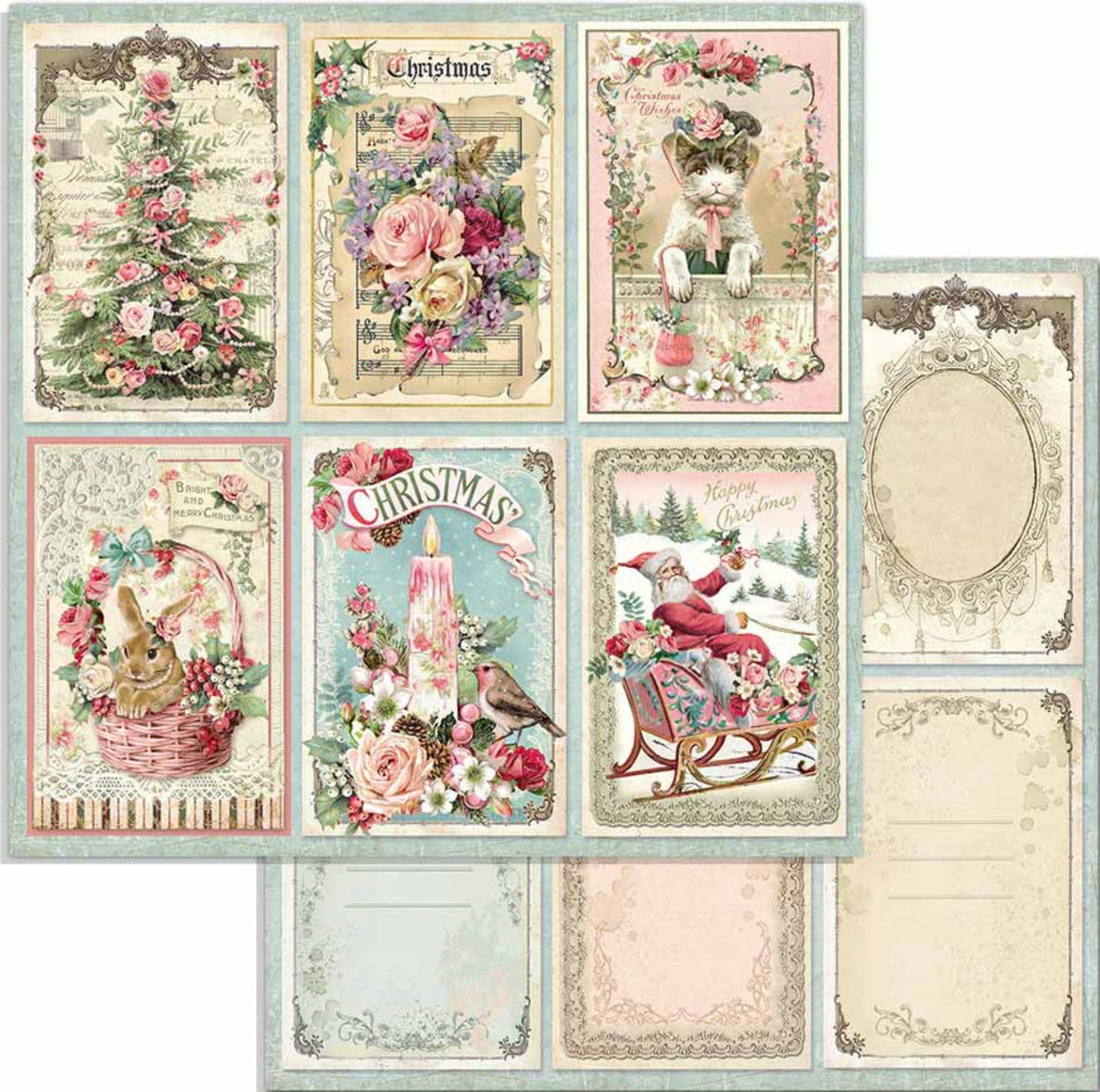 Paquete de papel navideño rosa Stamperia 12" x 12"