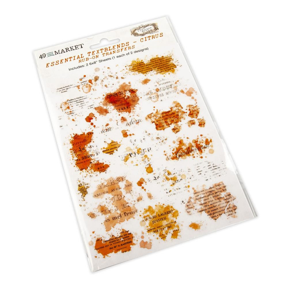 49 & Market Vintage Bits Essential Textblends Rub-On Transfers - Citrus