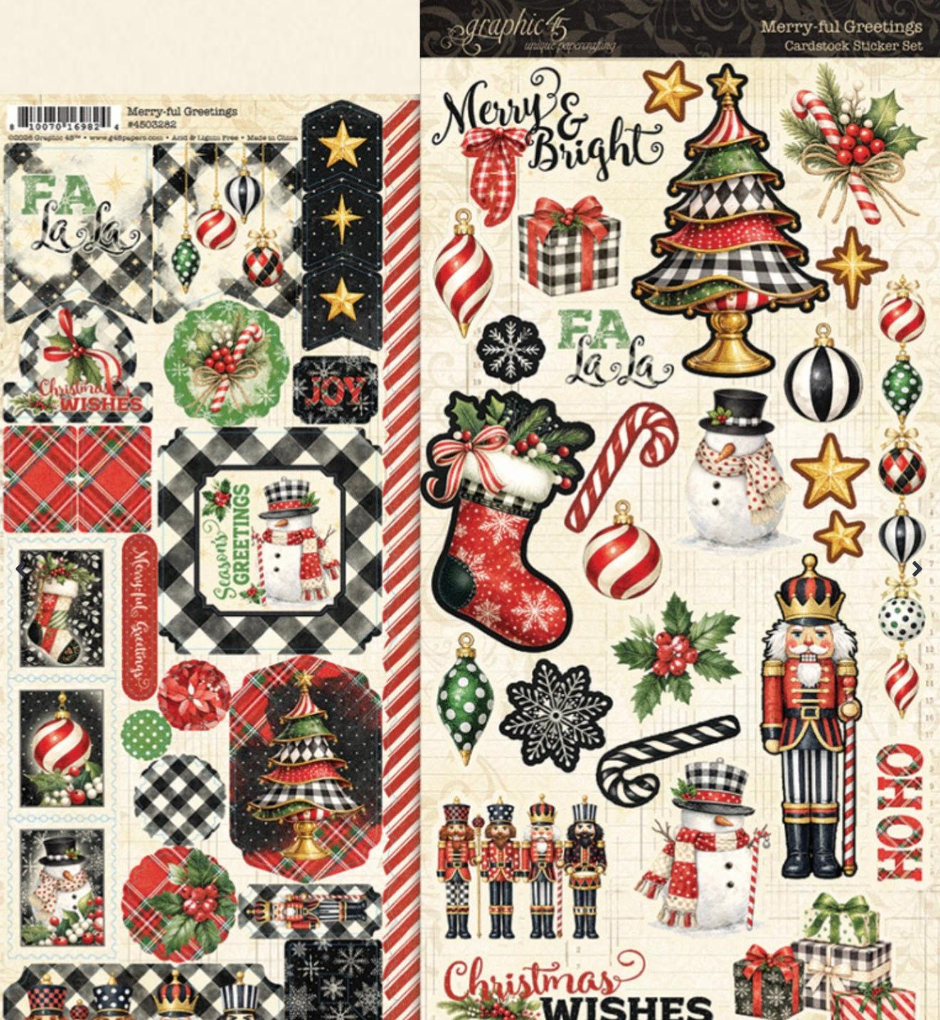 Graphic 45 Merry-ful Greetings Cardstock Sticker Set