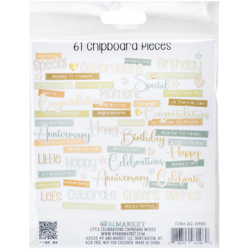 49 & Market Little Celebrations Chipboard Set