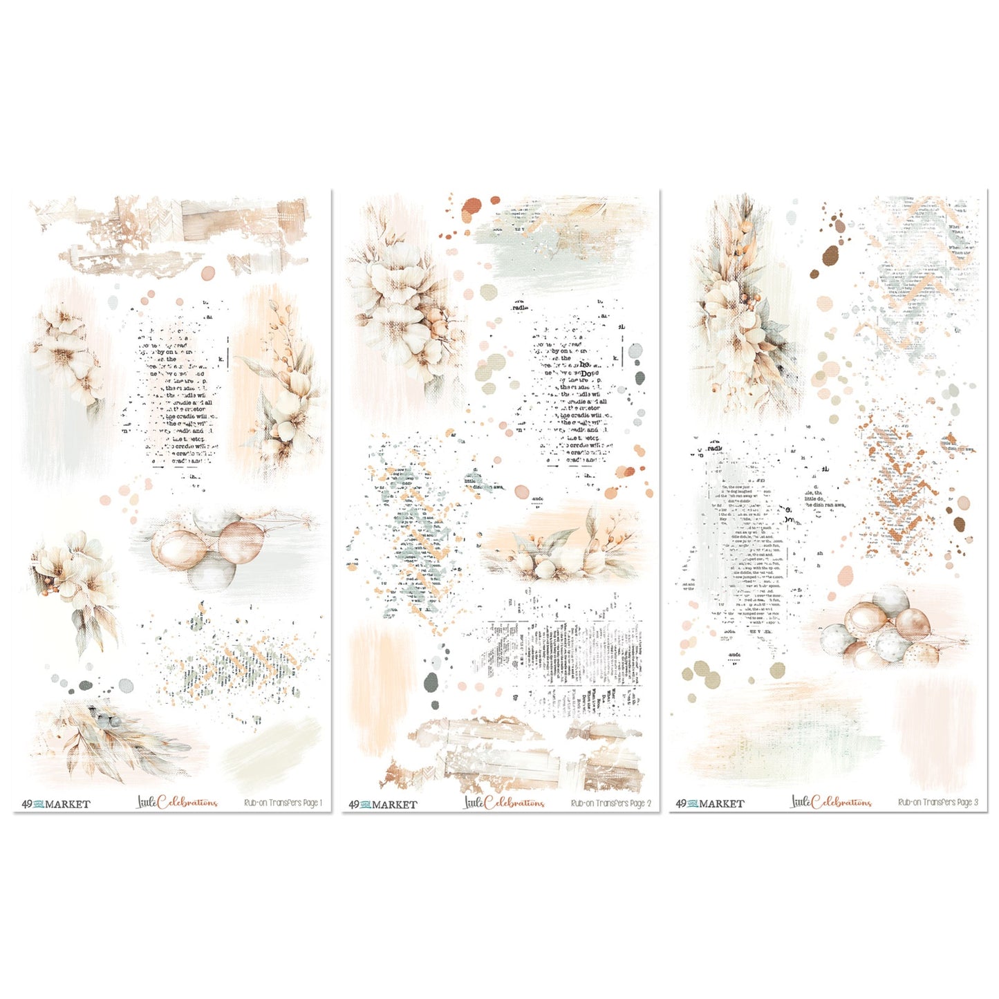 49 & Market Little Celebrations Blendable 6 x 12 Rub-On Transfer Set