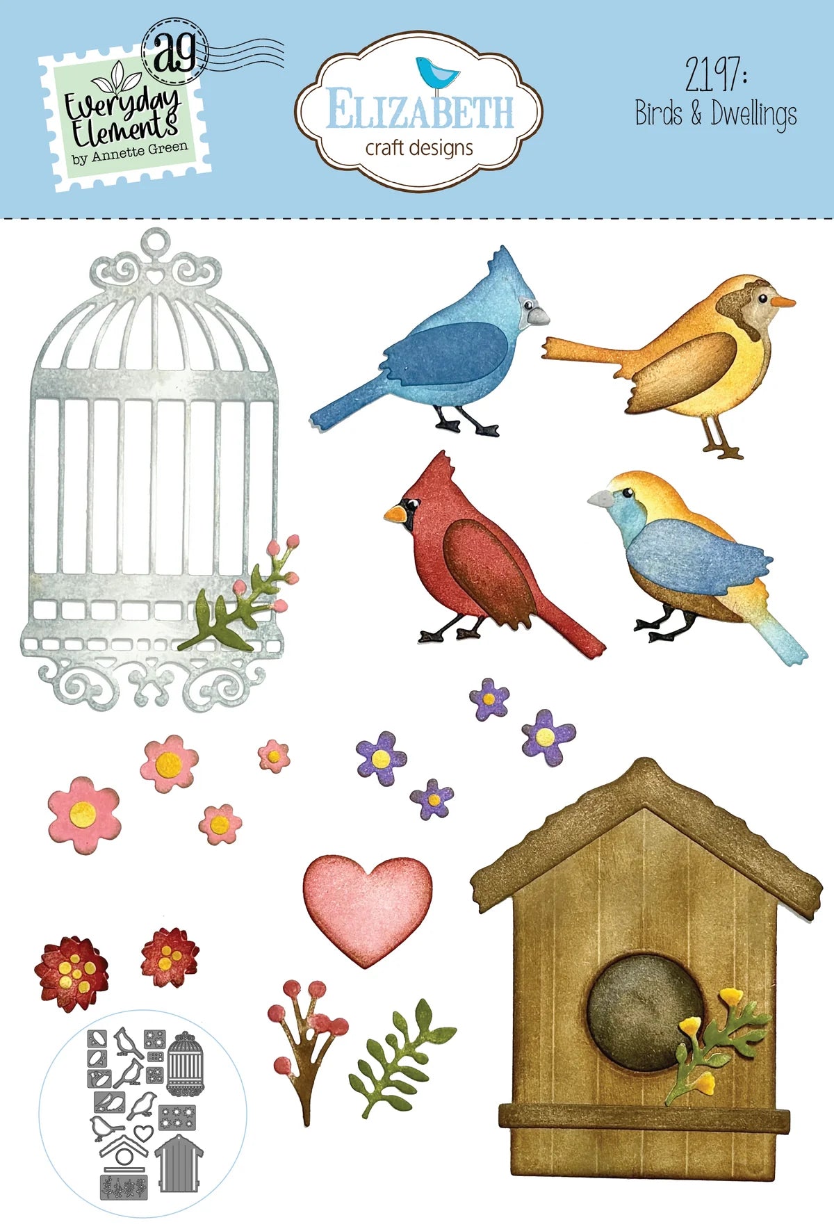 Elizabeth Craft Designs Birds & Dwellings Metal Die Set