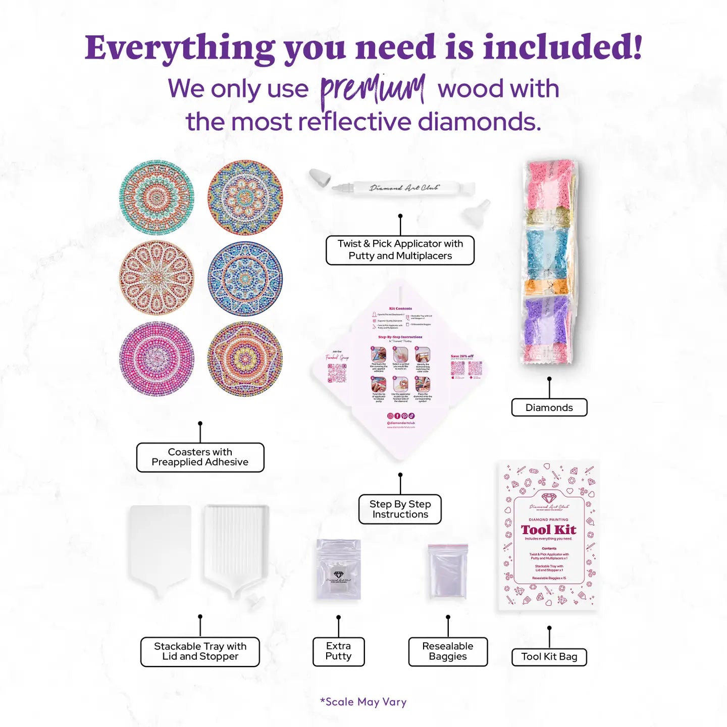 Diamond Art Club Coasters - Mandalas #1 (6 Pk)
