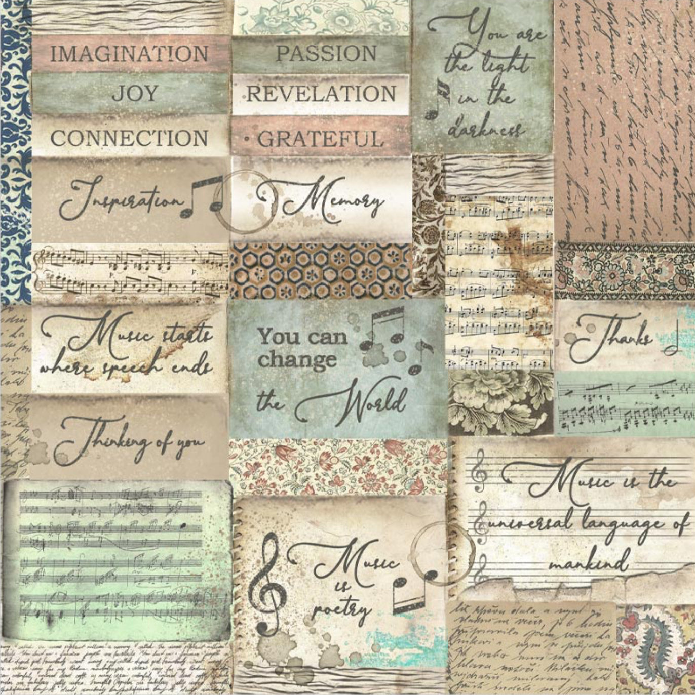 Stamperia Music 8” x 8” Paper Pad