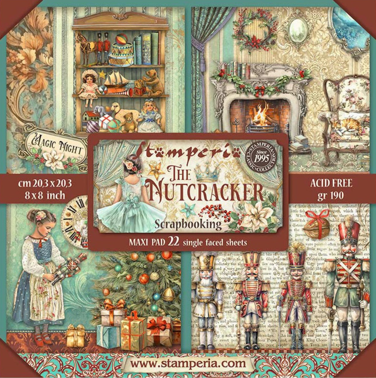 Stamperia Christmas Rose 12" x 12" Collectie Maxi Pad (22 enkelzijdig)