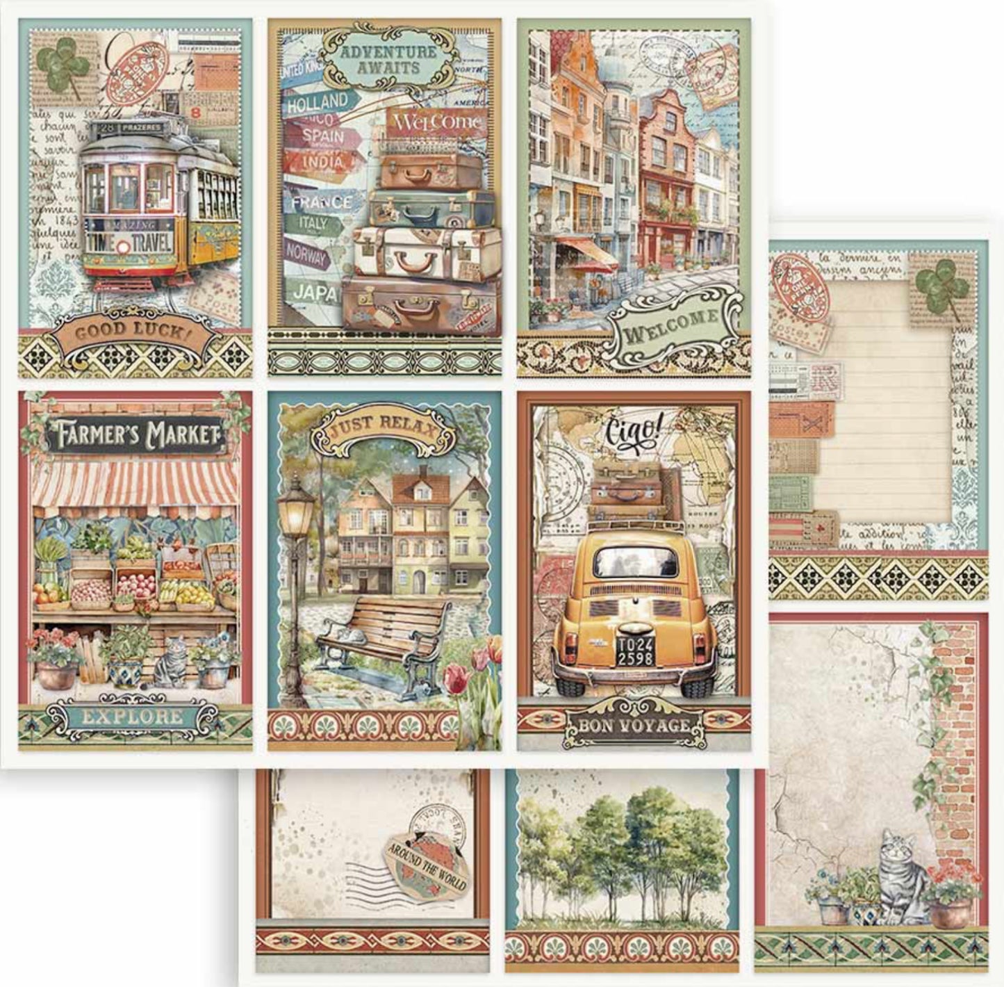 Stamperia Art of Travelling 8” x 8” Paper Pad