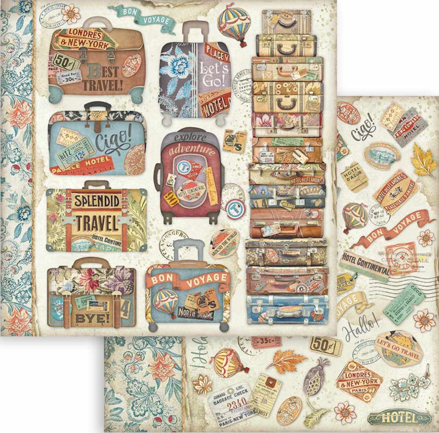 Stamperia Art of Travelling 8” x 8” Paper Pad