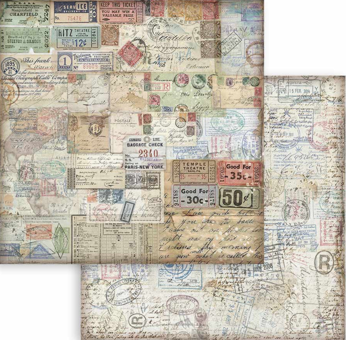 Stamperia Art of Travelling 8” x 8” Paper Pad