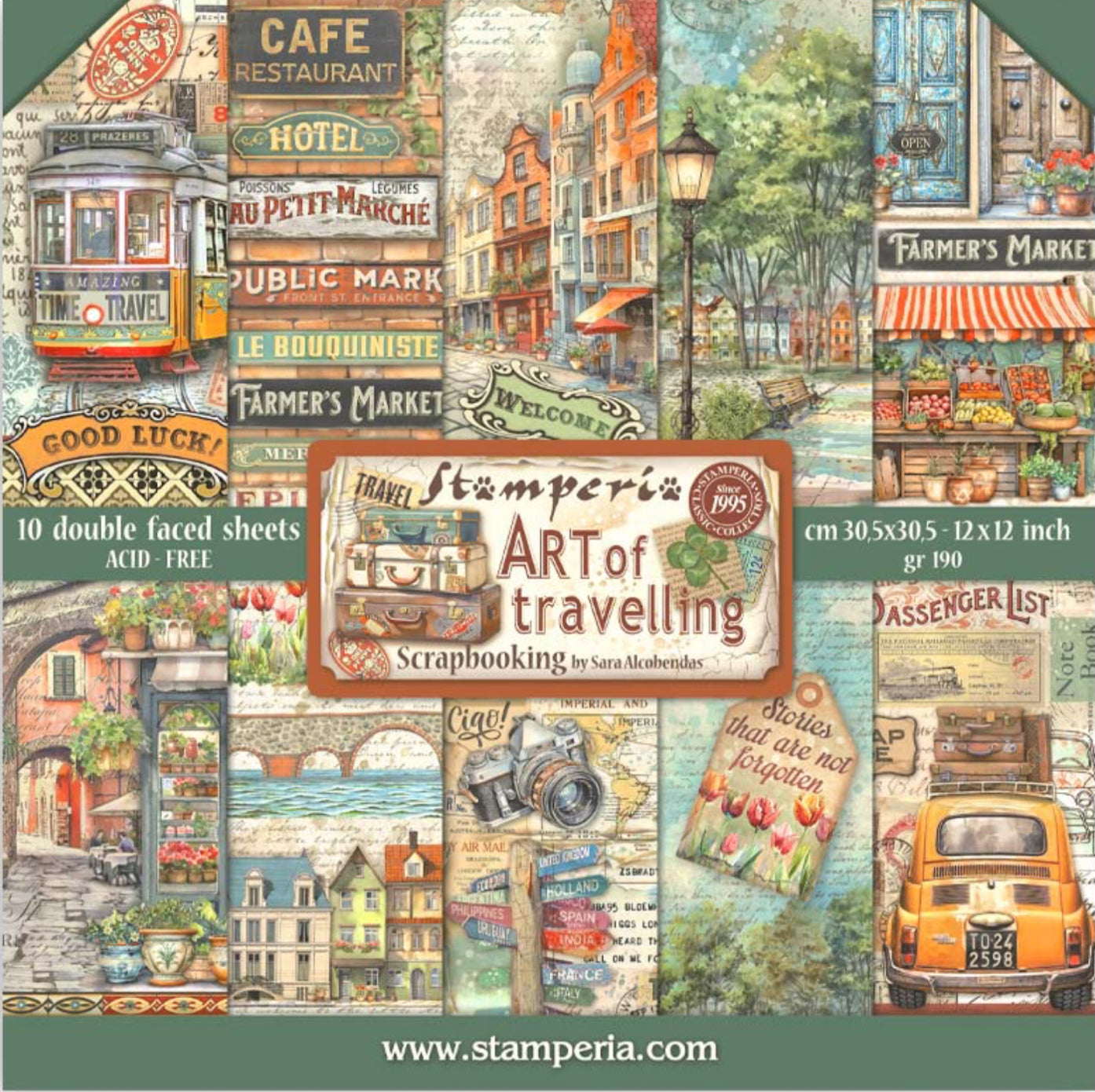 Stamperia Art of Travelling 12” x 12” Paper Pad