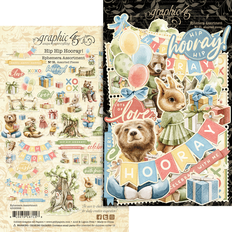 Graphic 45 Hip Hip Hooray Ephemera Assortment