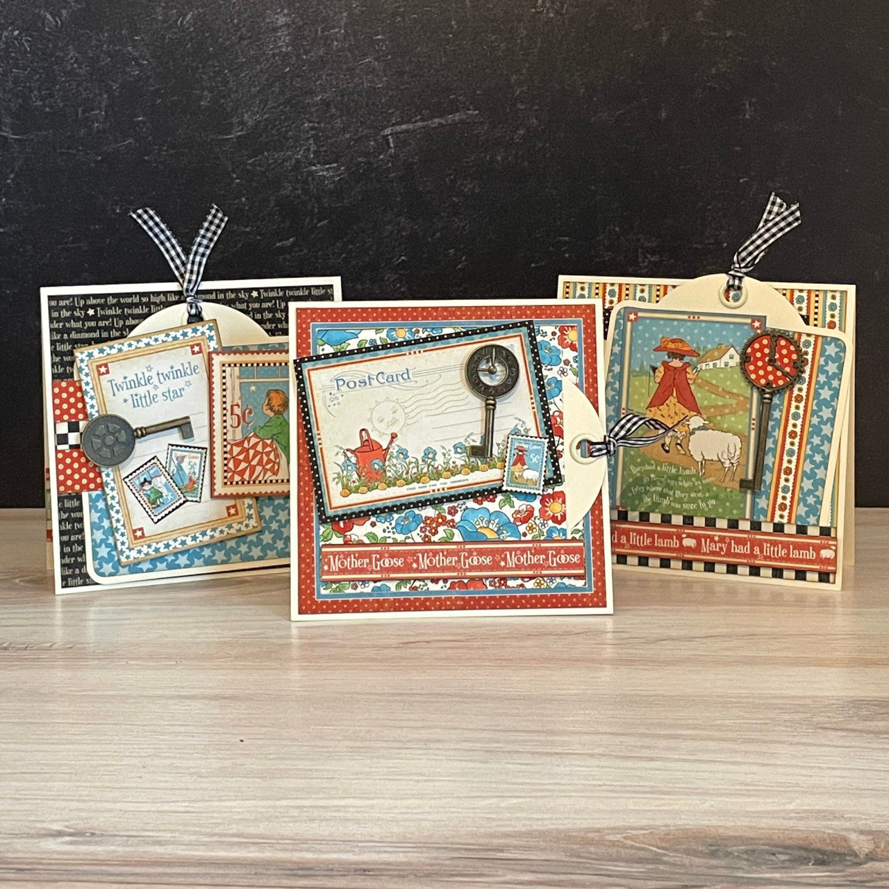 Graphic 45 Mother Goose Square Tag & Metal Clock Key Card Set 2021 Monthly Card Kit Volume 7