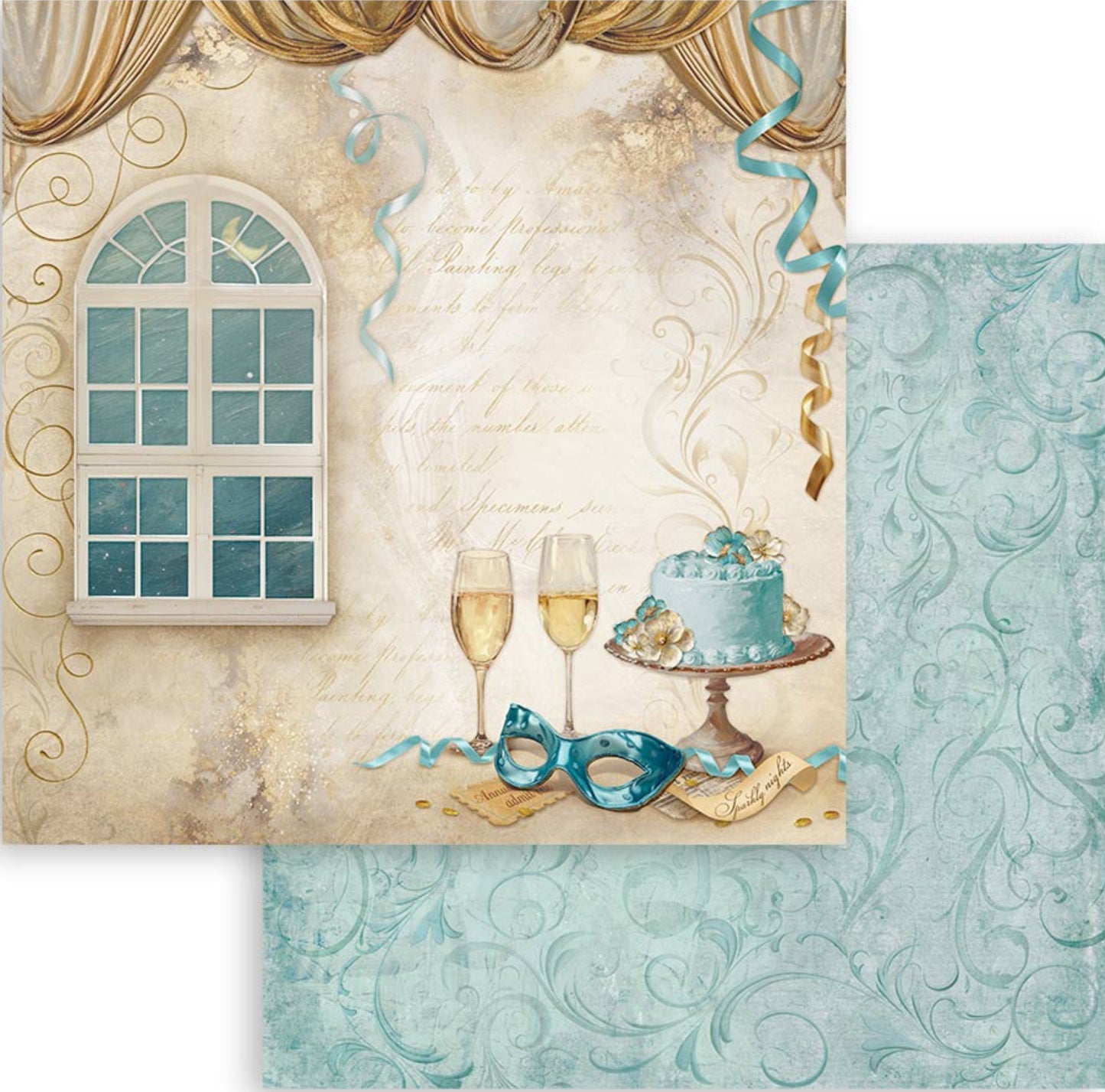 Stamperia Romantic Collection - Masquerade 8” x 8” Paper Pad