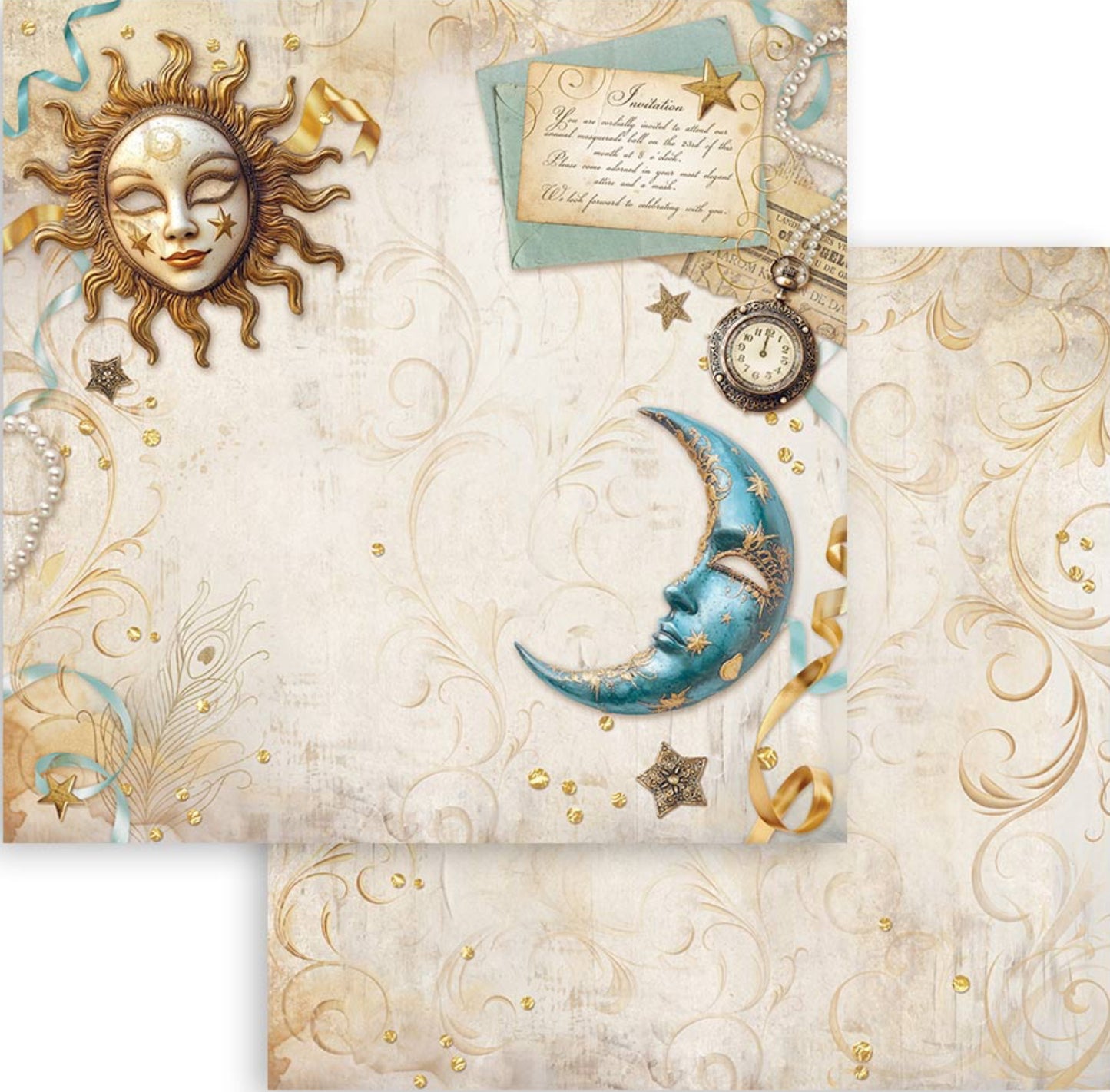 Stamperia Romantic Collection - Masquerade 8” x 8” Paper Pad