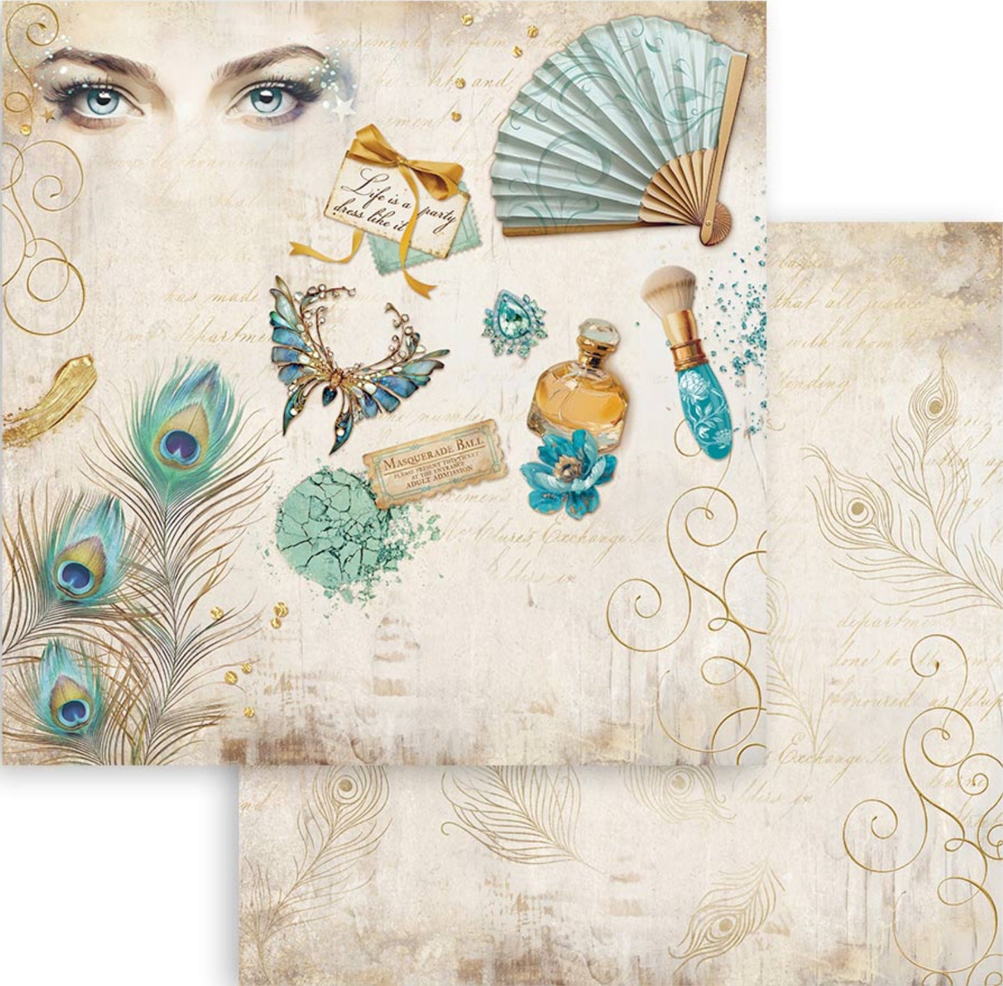 Stamperia Romantic Collection - Masquerade 8” x 8” Paper Pad