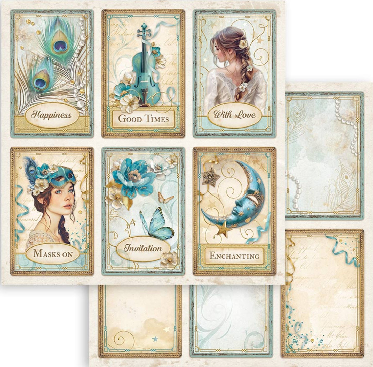 Stamperia Romantic Collection - Masquerade 8” x 8” Paper Pad