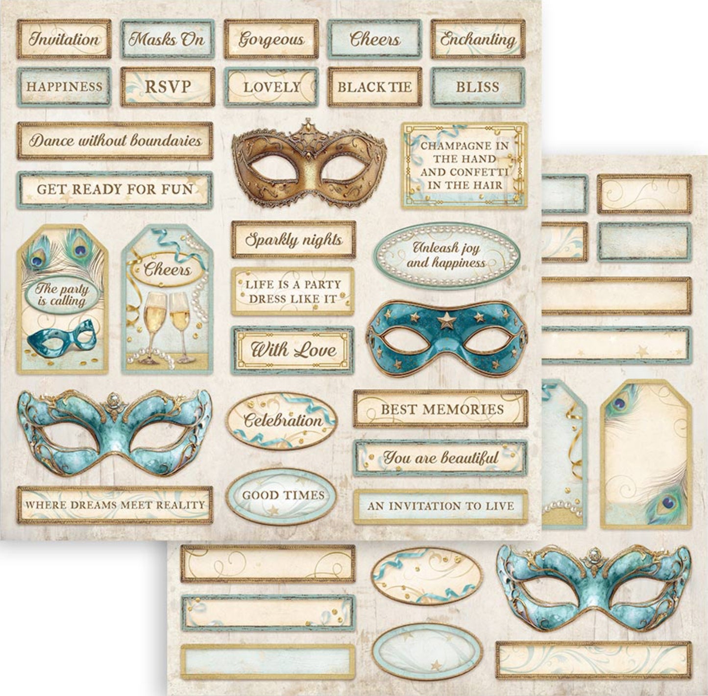 Stamperia Romantic Collection - Masquerade 8” x 8” Paper Pad