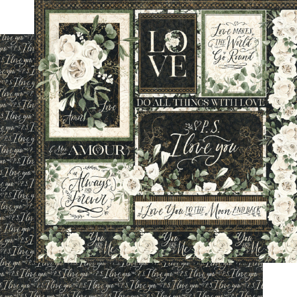 Grafisch 45 PS I Love You 12x12 collectiepakket met stickers