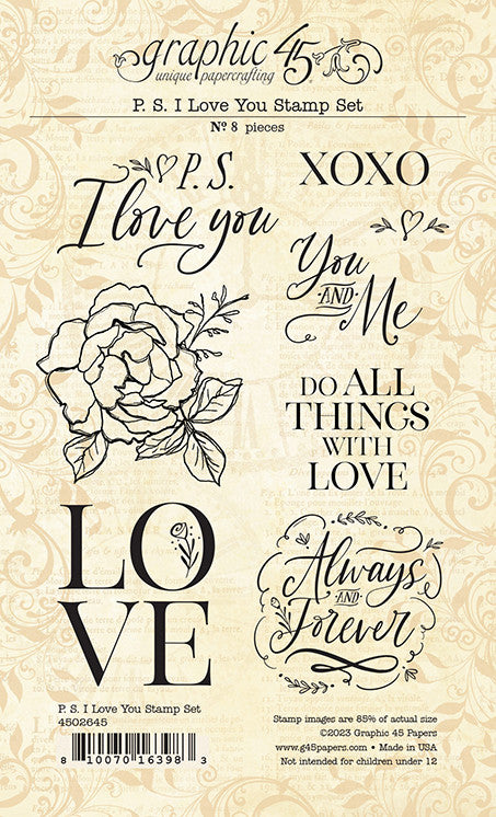 Grafische 45 PS I Love You 4 x 6 stempelset