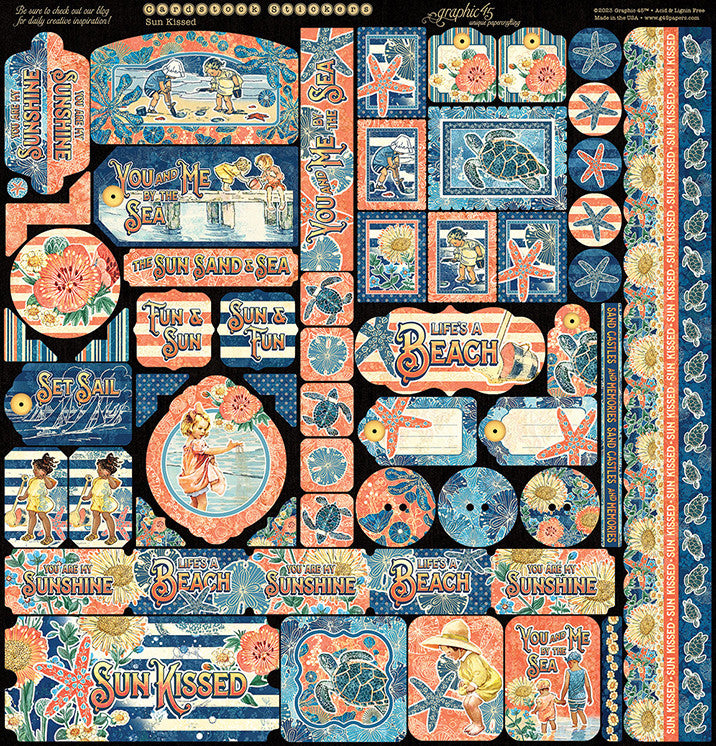 Graphic 45 Sunkissed 12x12 Collectors Edition Pack with Stickers