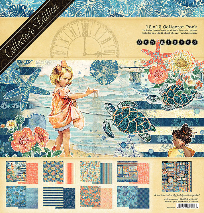 Graphic 45 Sunkissed 12x12 Collectors Edition Pack with Stickers