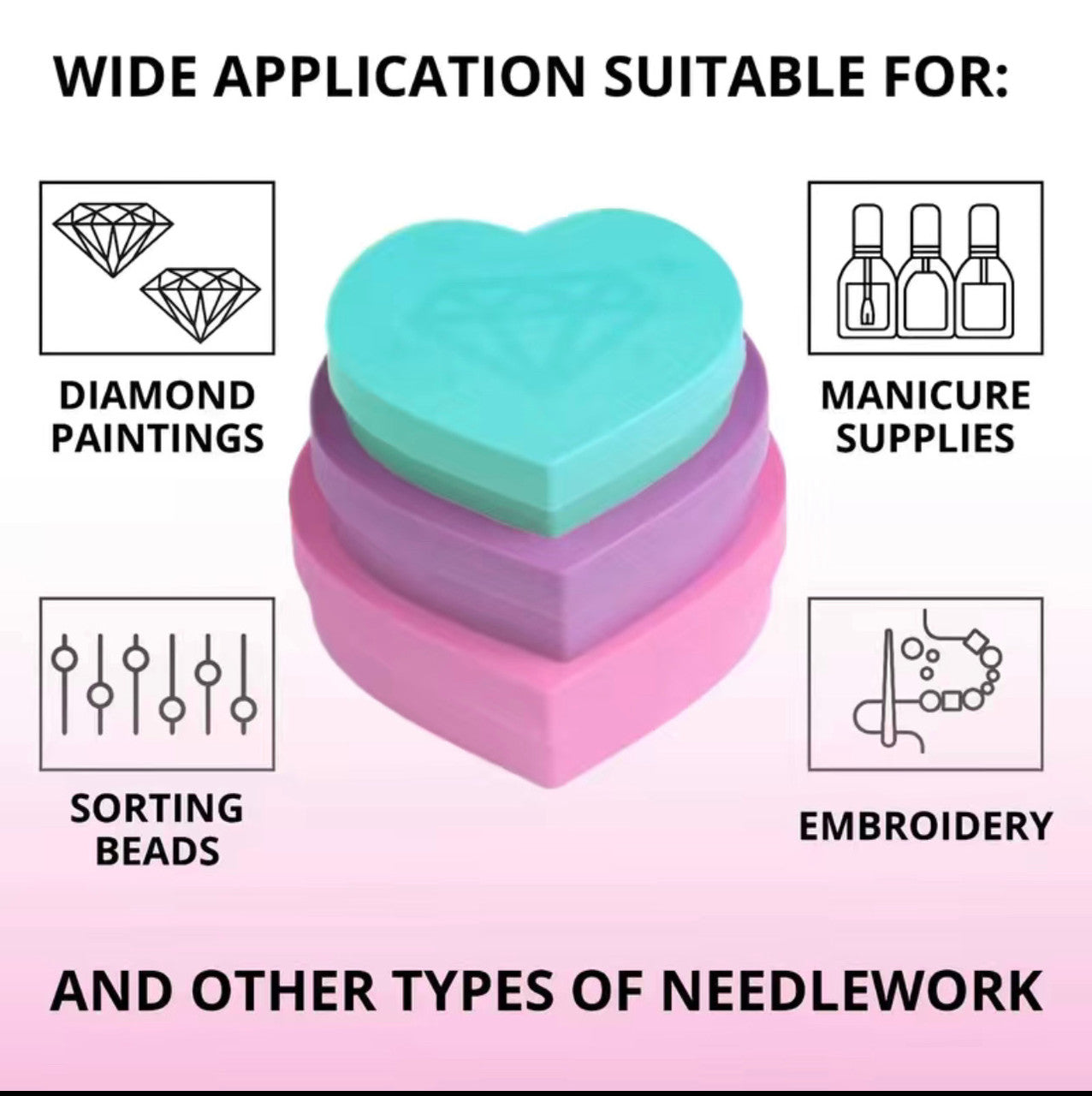 Diamond Painting Heart Shaped Tray 3pcs