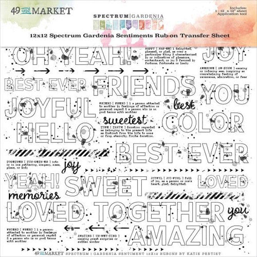 49 and Market Spectrum Gardenia Sentiments 12x12 Rub On Transfer Sheet
