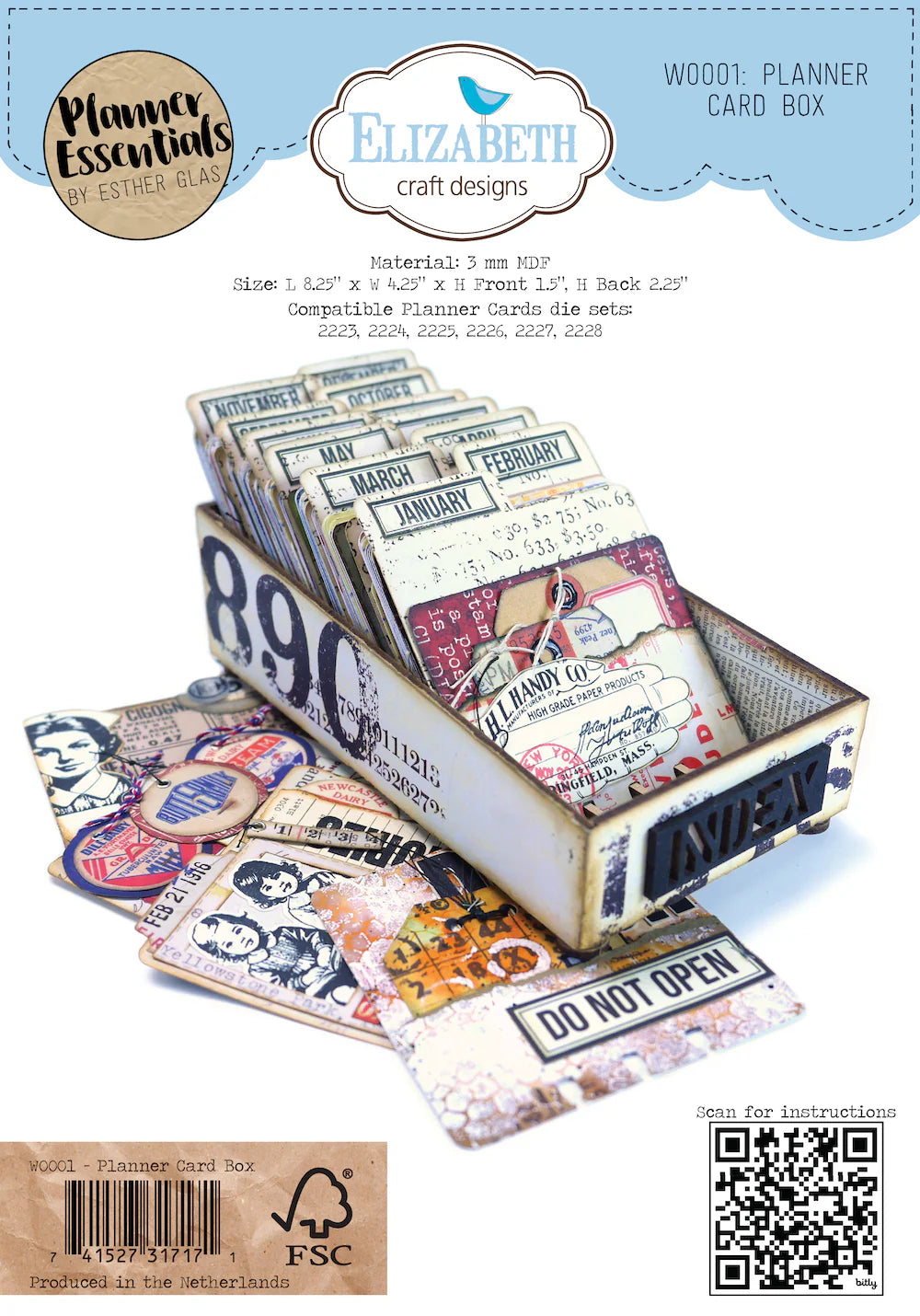 Elizabeth Craft Designs Wooden Planner Card Box Kit