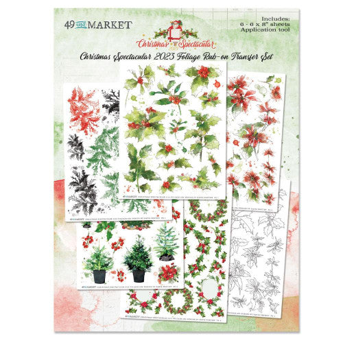 49 and Market Christmas Spectacular 6 x 8 Foliage Rub On Transfer Set